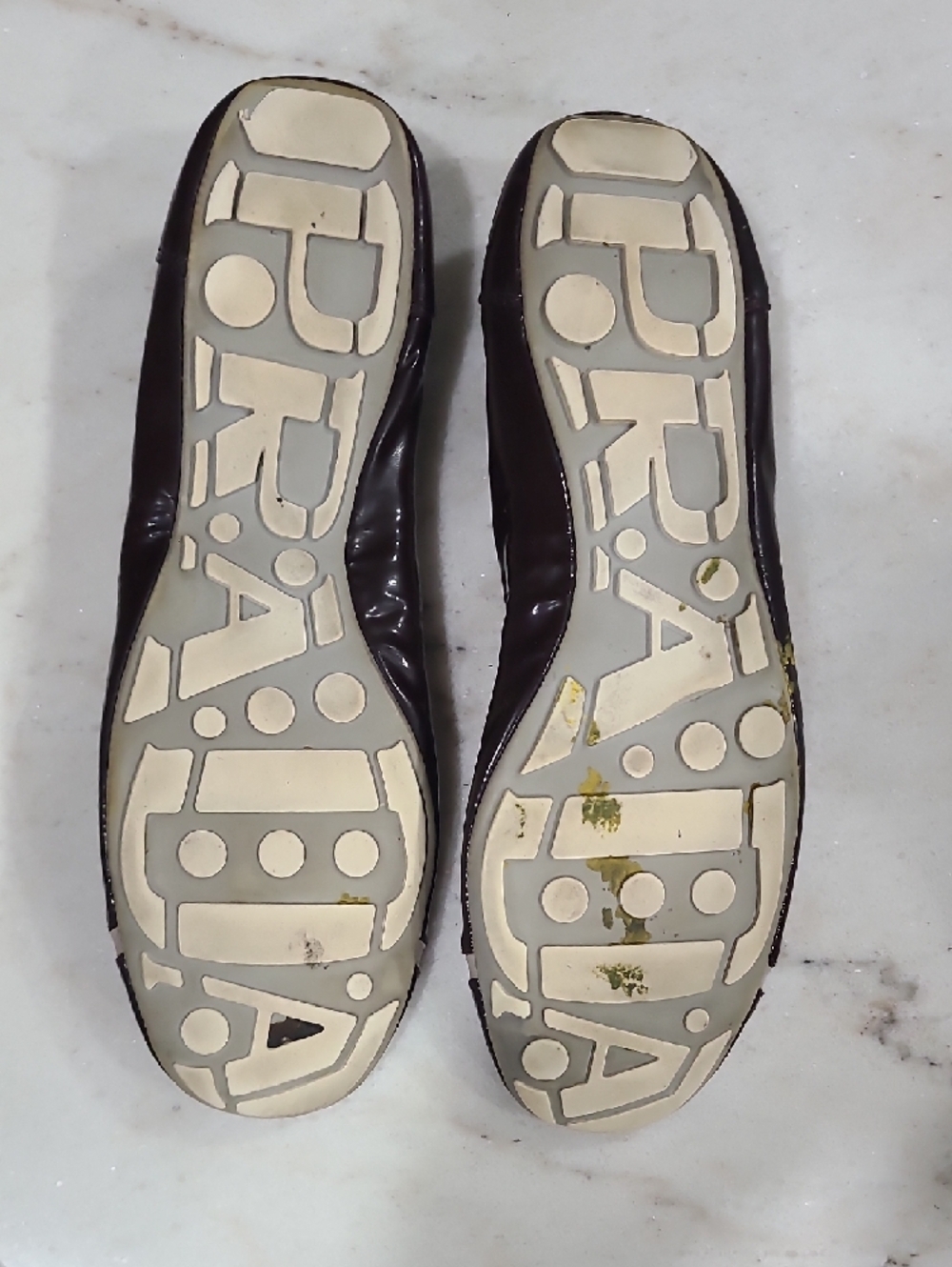 Prada Plum Patent Leather Ballet Flats with Silver Accents - Picture 7 of 9